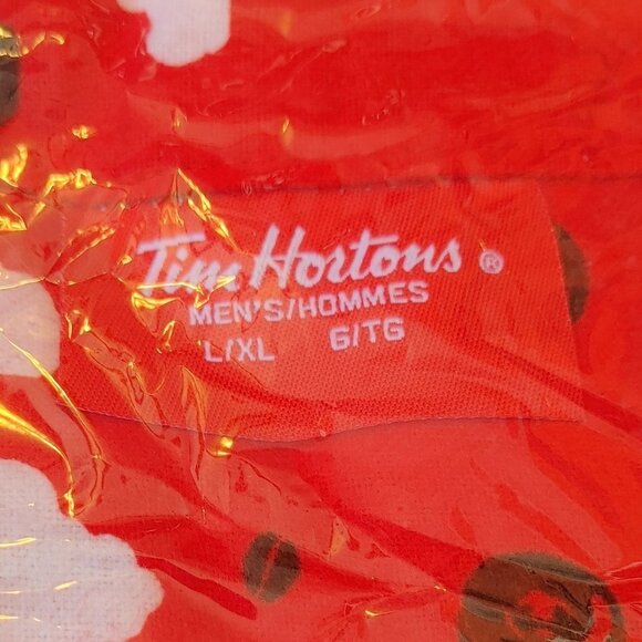 FUN Tim Hortons PJs Pajama Set Red Flannel Sleep Shirt and Pants Large/XL - Picture 4 of 5